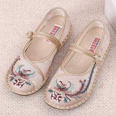 Summer New Breathable Women's Versatile Soft Sole Comfortable Fly Weaving Comfortable Ethnic Style Embroidered Shoes Casual Shoes