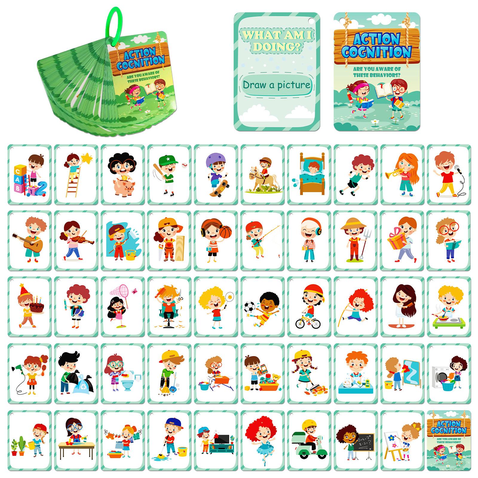 50 Double-Sided Cognitive Education Cards for Children s Early Learning