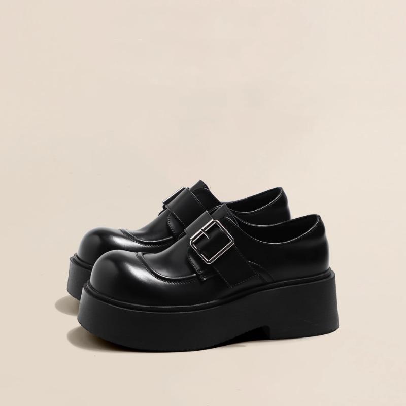 

Увеличение роста 6 платформа женские новые черные туфли с большой головой, маленькие кожаные туфли женские 39 чёрный