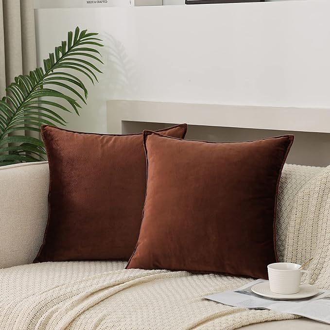 Throw Pillow Covers 16x16 Set Of 2 Velvet Decor Decorative Couch Cushion Pillowcases With Fringe Home Bed Decoration For Sofa Bedroom
