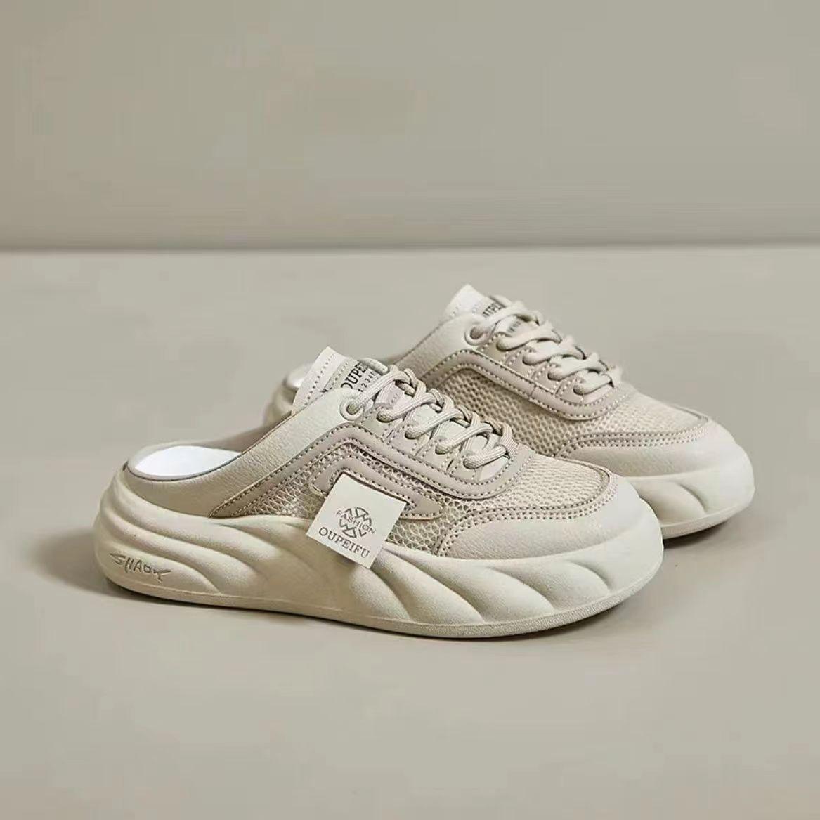 

Летняя женская обувь платформа полушлепанцы крутые дышащие спортивные туфли модные шлепанцы студенческие увеличивающие рост повседневные туфли 38