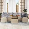 Garden Sofa Set with Storage 8 Pcs Beige Poly Rattan