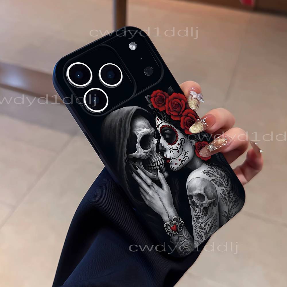 Mexican Catrina Skull Girls Phone Case For iPhone 17,16,15,11,12,14,13 Pro Max Mini XS,XR,7 Plus 16E Air Soft Covers Fundas