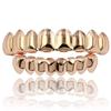 1/2 Pcs Glossy Finish Eco Friendly Copper Top Bottom Teeth Grillz Set Anti Slip Silver Gold Teeth Jewelry Cosplay