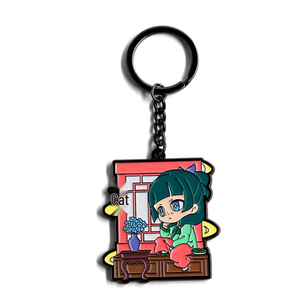 

Double-Sided Enamel Keychain: Cute Cat on Windowsill - Perfect Anime Fan Gift