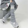 Women Thicken Ribbed Knit Leg Warmer Preppy Style Double Striped Leg Covers Snow Boot Cuffs Over Knee Stacked Long Socks