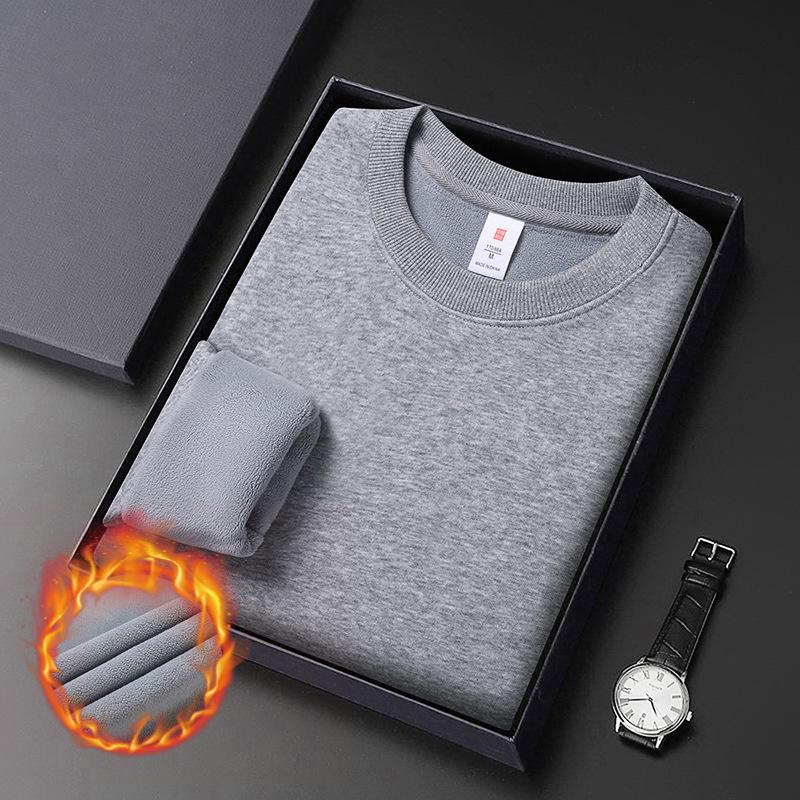 

Men s Heavyweight 420g Cotton Hoodie: Winter Solid Color, Loose Drop Shoulder, Round Neck, Plus Velvet, Long Sleeve Base Layer M - Recommended 110-130 jin