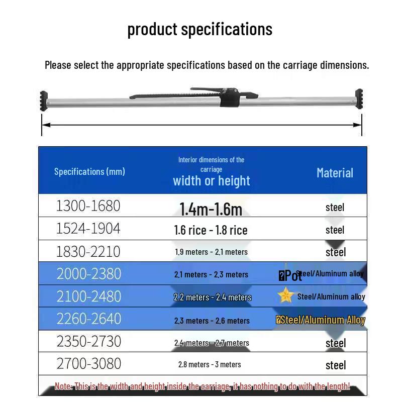 Telescopic Steel Cargo Support Rod
