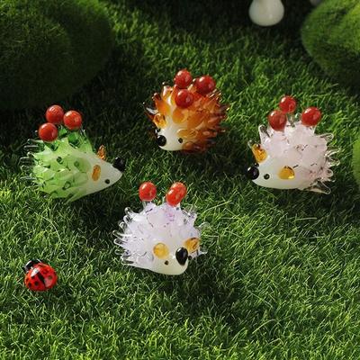 Hérisson Créatif Mignon en Cristal Petit Hérisson Dessin Animé Fait Main Figurine de Hérisson Mini Ornement Animal Décoration de Maison