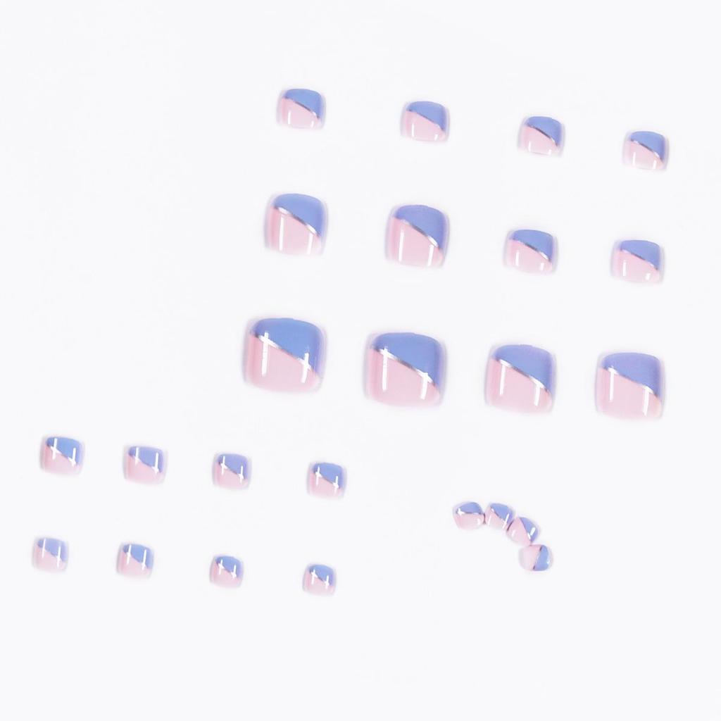 Letnie francuskie noszone sztuczne naklejki na paznokcie u stóp