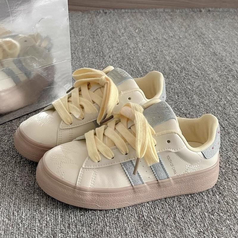 Mode 2025 Neue Sommer K-Style Chunky Sneakers Damen Weiß Plateau Campus Schuhe Vielseitige Frühling Casual Mode Plateau Sneakers