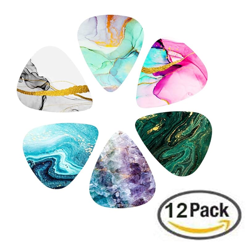 Jasenna guitar pick 12 pieces set base pick for guitar stylish plectrum stringed instruments made of plastic Comes with storage case anti-slip