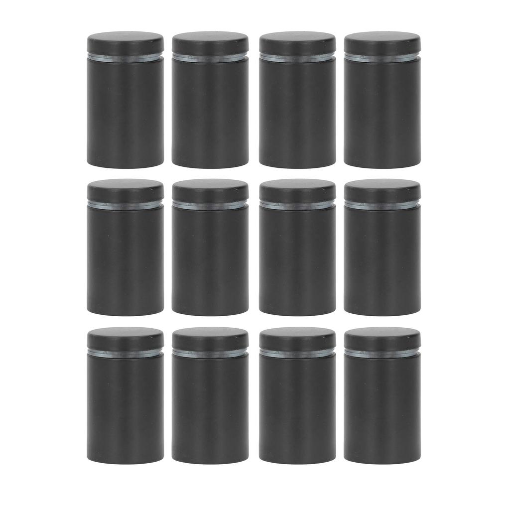 12Pcs Standoff Screws Stainless Steel Wall Mount Advertising Holder Acrylic Glass Nail Black