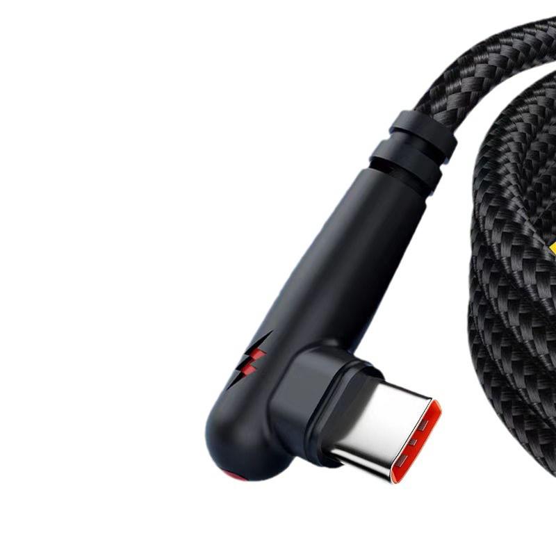 120W Schnellladekabel 6A Geflochtenes rechtwinkliges Typ-C-Kabel für Huawei