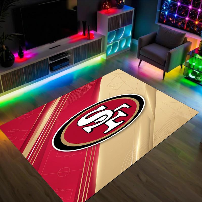 San Francisco 49ers Design Kristall Samt Teppich Gemütlich Nicht?Rutschfester Teppich mit Aufdruck für Schlafzimmer Wohnzimmer Eingang
