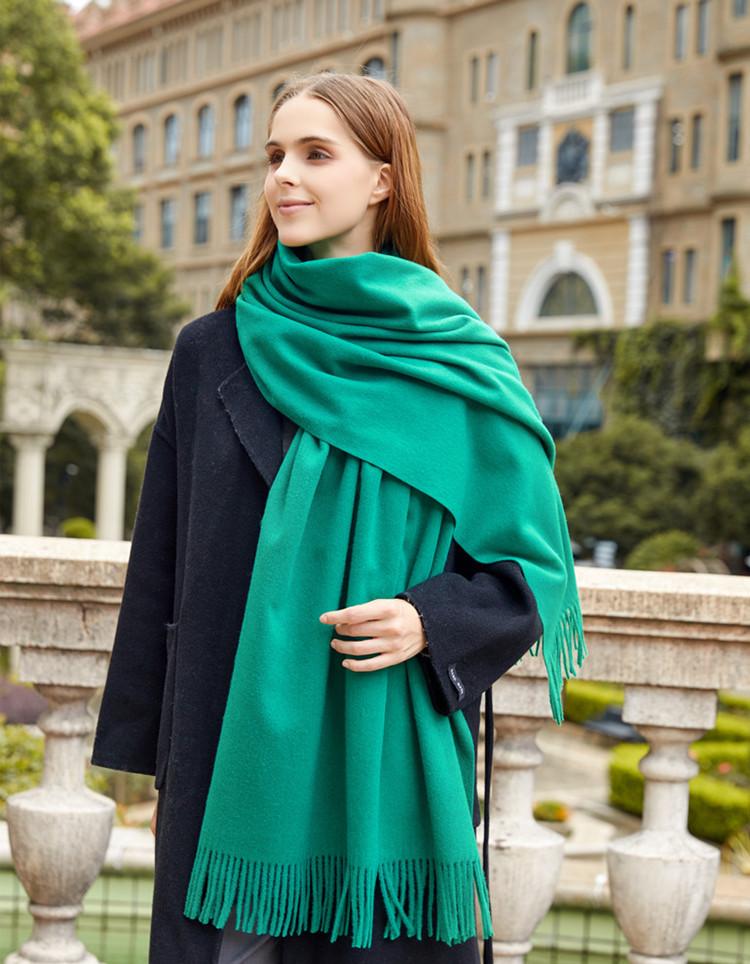 Black Cashmere Wool Scarf - Versatile Winter Shawl for Women and Men, Korean Style, Solid Color