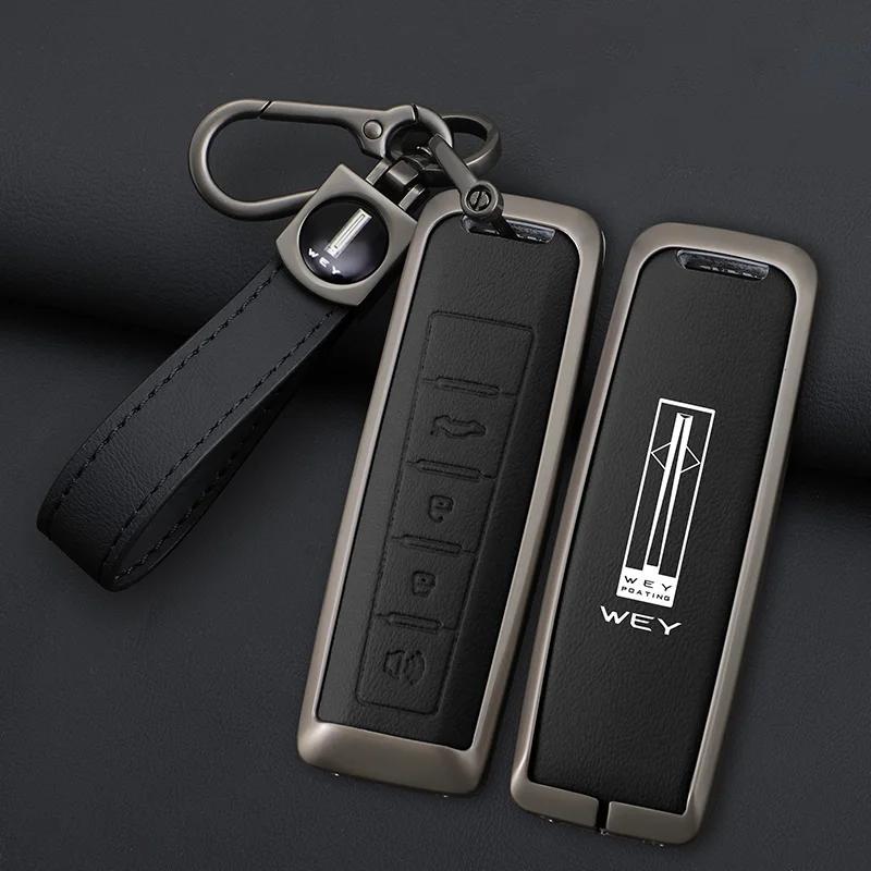 

Interior Mouldings Car Remote Key Case Cover Holder Protector Shell for Wey Coffee 01 Tank Tank300 Alloy Leather Auto Keychain I