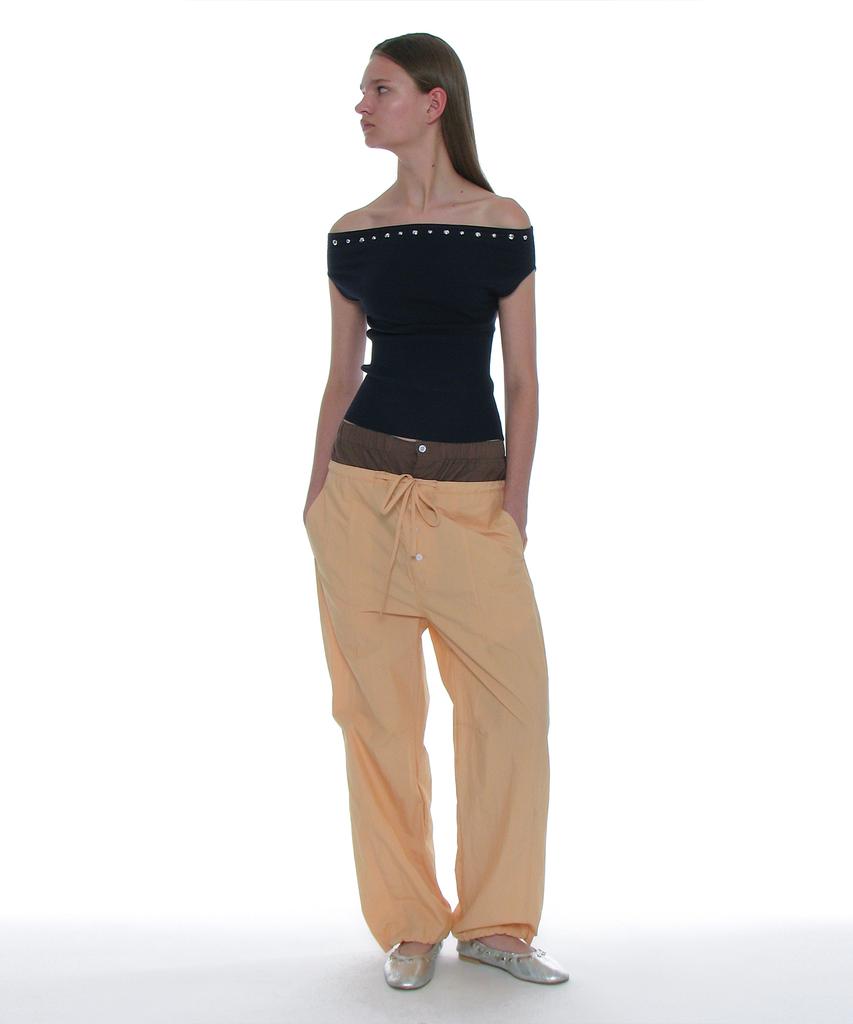 PARTIMENTO WOMEN Double Waist Parachute Pants_Orange
