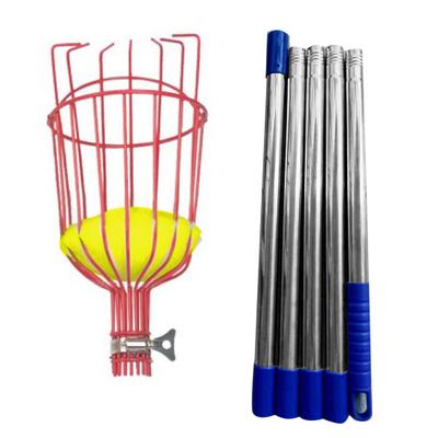 Fruit Picker Pole Telescopic Spliceable Rod with Basket Metal Extendable Picking Pole Garden Tool for Harvesting Apples Oranges Avocados
