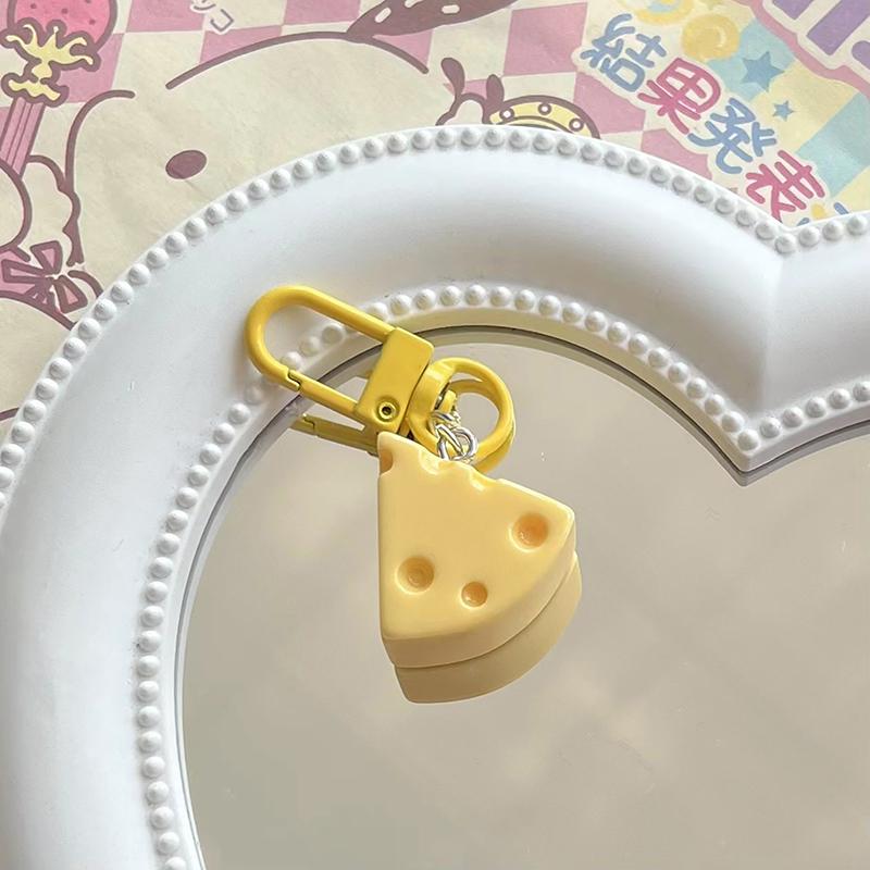 Lovely Cheese Pendant Keychain Cute Simulation Cheese Keyring Backpack Pendant For Girls Kids Party Favor