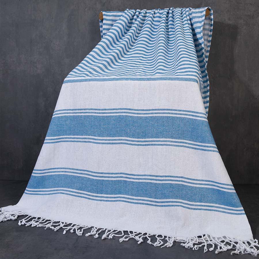 Wide & Narrow Stripe Tassel Bath Towel, Minimalist Turkish Polyester-Cotton Beach Shawl