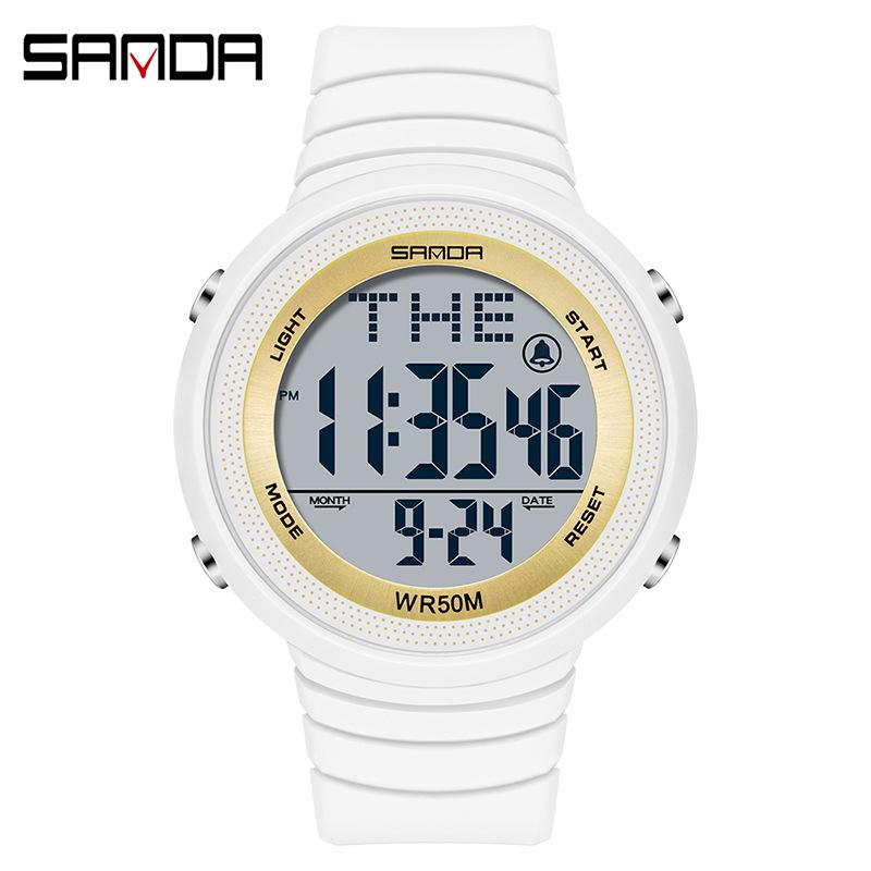 Sanda Trendy Korean Style Luminous Waterproof Watch for Outdoor Sports - Unisex Multifunctional Display.