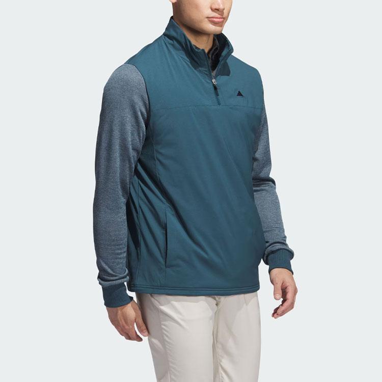 Adidas Go-To Quarter-Zip Jacket Retro Sports Stand Collar Color Block Logo Golf Half-Zip Jacket Men Jacket Arctic-Blue IB2005
