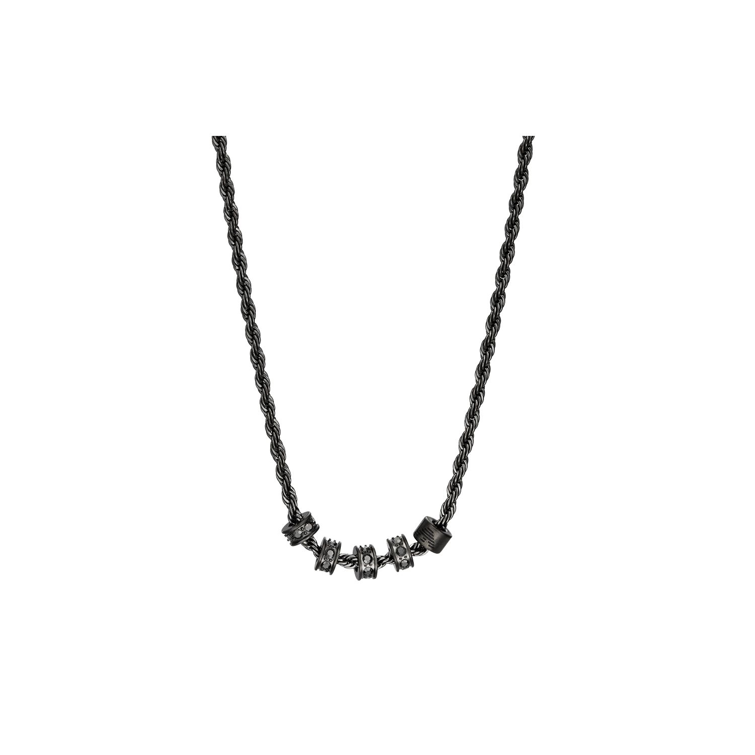 Emporio Armani Vintage Style Beaded Stainless Steel Necklace Men necklace Dark-Gray EGS3031060