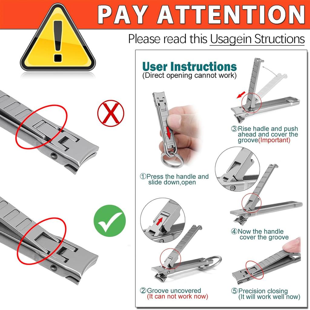 Nail Clippers for Men Fingernail and Thick Toenails, Portable Ultra Sharp Keychain Nail Clipper, Folding Slim Design for Travel, Home, Working,