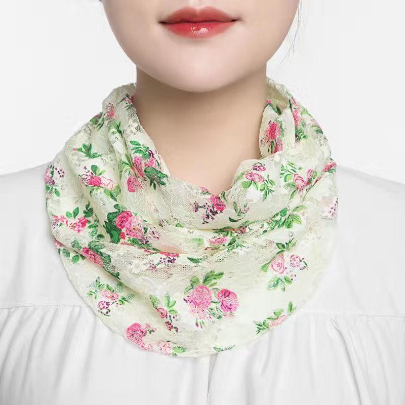 Summer ice silk scarf mask neck protector fake collar printing riding protection anti-ultraviolet breathable sunscreen
