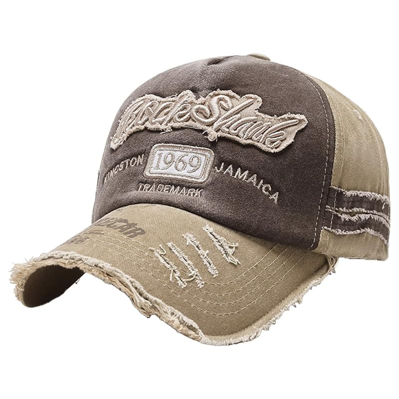 

[White Fang] hat English letters logo cap American casual damage vintage sports men s ladies CA524 (round)