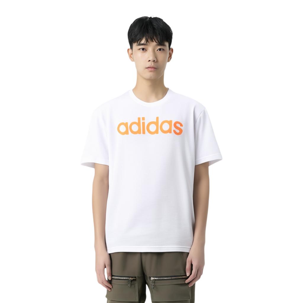 adidas E Lin Round Neck Pullover Soft Letter Short Sleeve T-Shirt Men Tops White GD5395