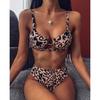 Sexy Leopard Snake Print Bikini Set High Waist Swimwear Women Hollow Out Swimsuit