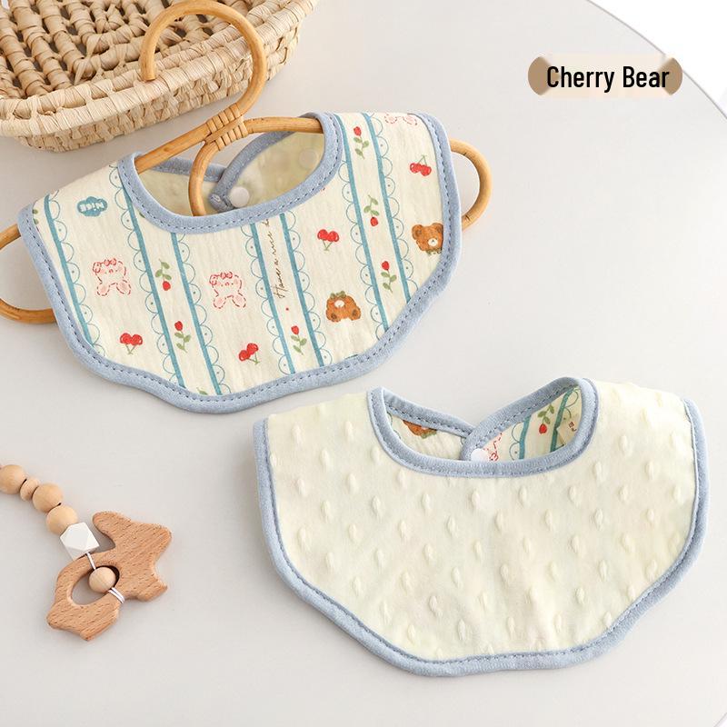 Waterproof Baby Bib, Pure Cotton, Breathable, Anti-Spit Up, Bean Pattern, Newborn Neck Gaiter