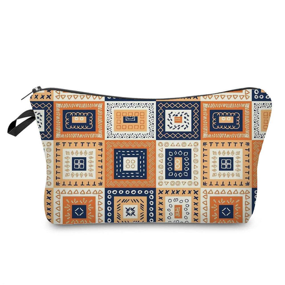 Women Geometric figure Print Cosmetic Bag Toiletries Organize Travel Storage Case 6756 KTB