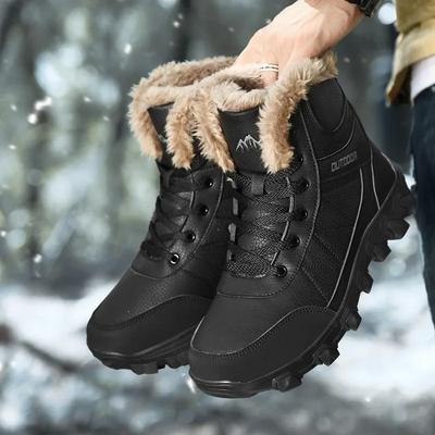Herren Winter Britische Gefütterte Mittelhohe Outdoor Sportschuhe Dicke Sohle Warme Schneestiefel Runde Spitze Gummi Zapatillas Para Hombre