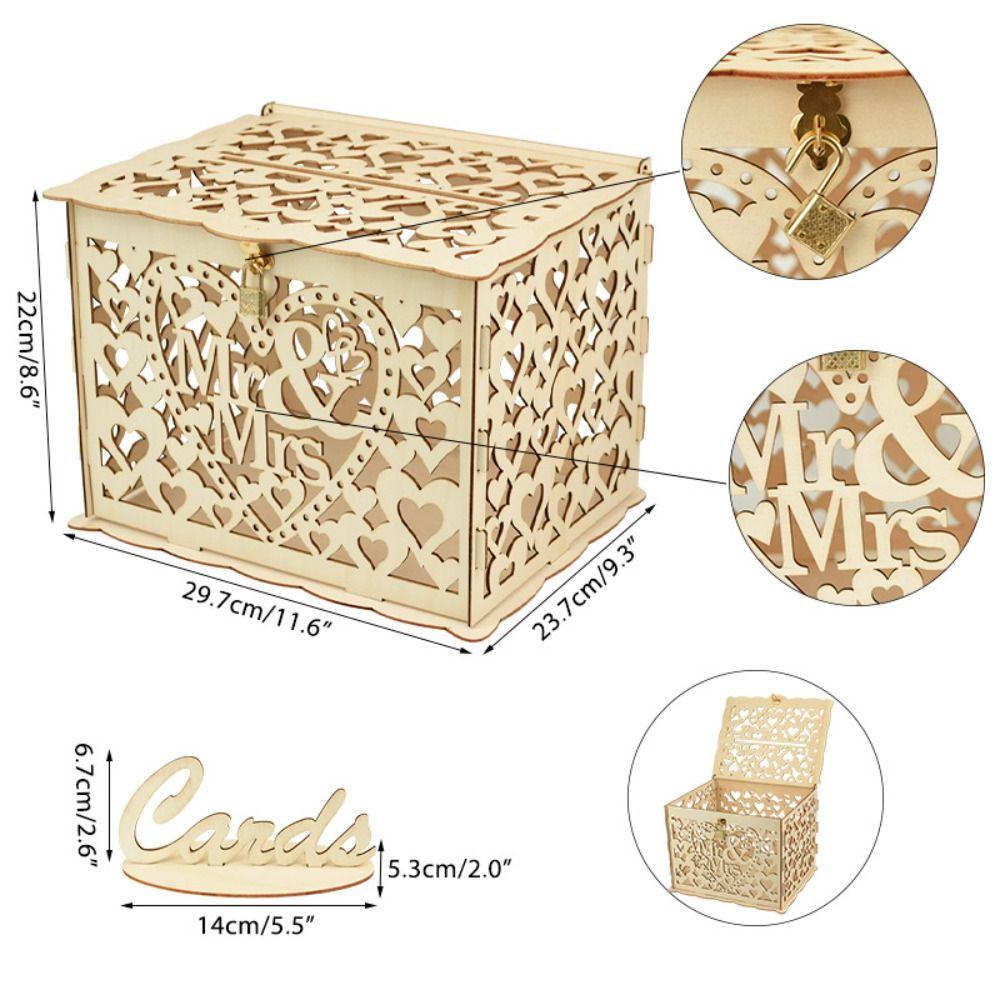 With Pattern Invitation Gift For Wedding Card Party Supplies Card Box Wedding Decoration Wooden Box