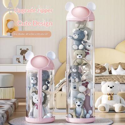 Cubo de Almacenamiento de Muñeco de Peluche con Cremallera Mejorado Para Niñas y Niños Contenedor Transparente de Almacenamiento de Juguetes Para Organización de Animales de Peluche y Peluches
