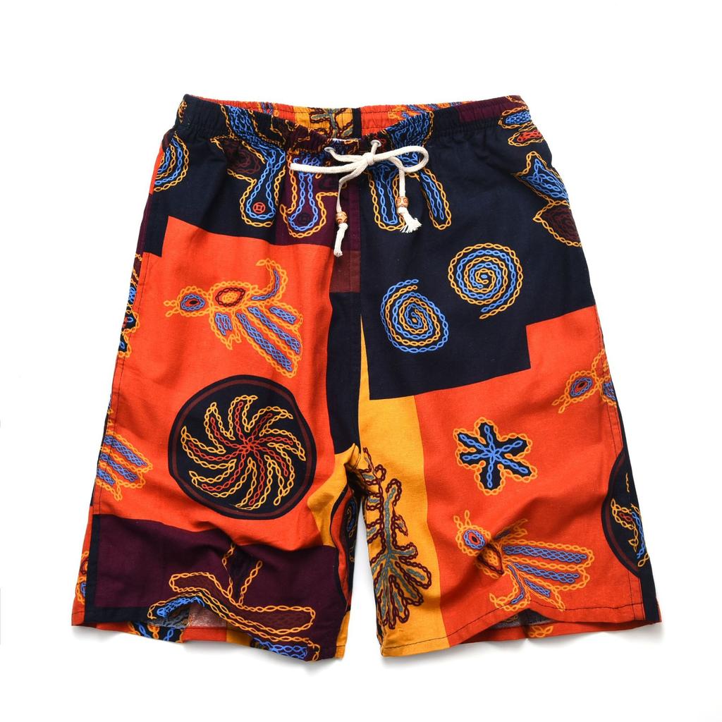 Linen Printed Five-Point Pants 