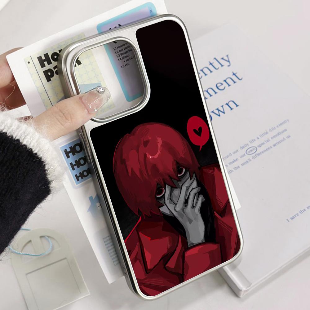 Scarletella Homicipher Y2k Game Man Phone Case for iPhone 16 15 14 13 12 11 Pro Max Sheepskin Silver-edged Protective Case
