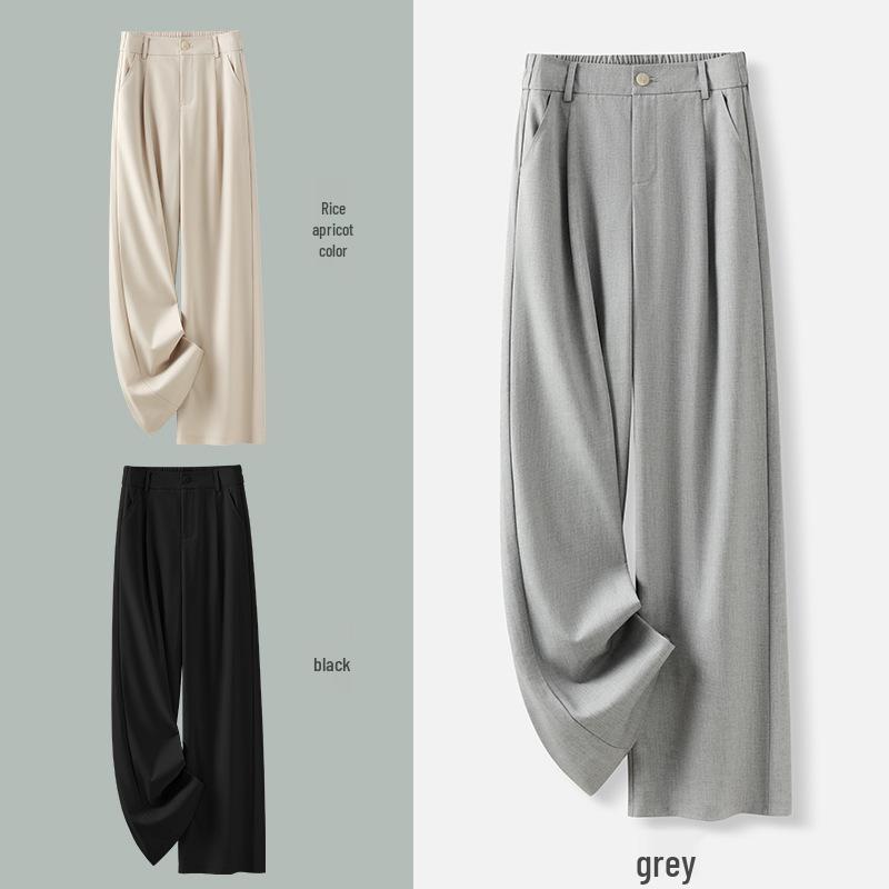 Women's Matte Acetate Wide-Leg and Narrow-Leg Slimming Casual Pants - Summer 2025 Collection