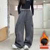 Girls' Stylish Fleece-Lined Cargo Pants - Autumn/Winter 2025, Thickened Straight-Leg for Jazz Dance & Everyday Wear