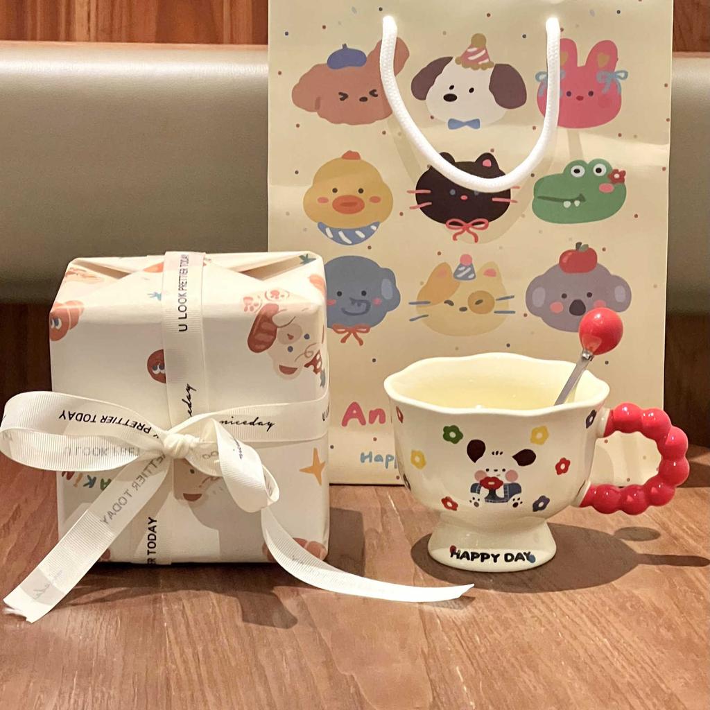 Cute Cute Goblet Hand-painted Cartoon Ceramic Mug Couple Water Cup Birthday Gift Souvenir