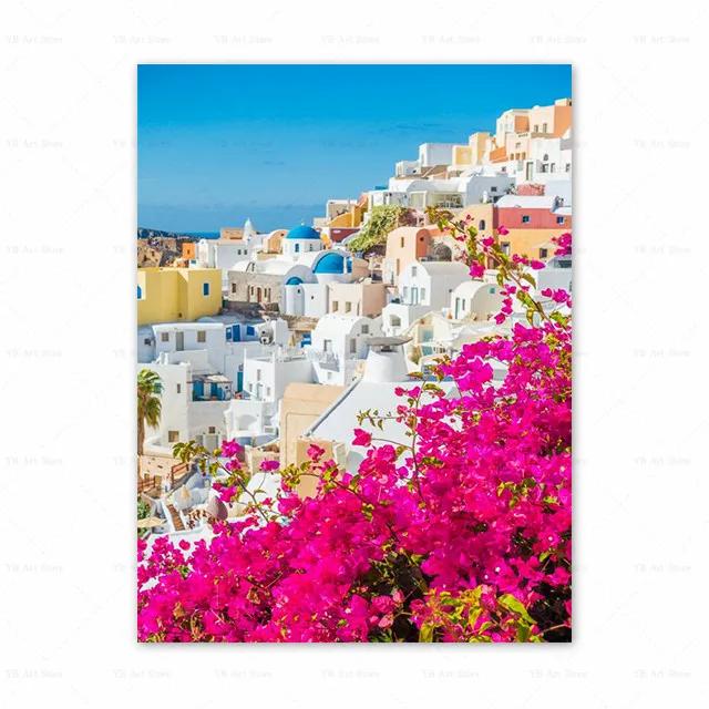 Santorini Griechenland Insel und die Ägäis Landschaft Druck Kunst Leinwand Poster Für Wohnzimmer Dekoration Heim Wandbild