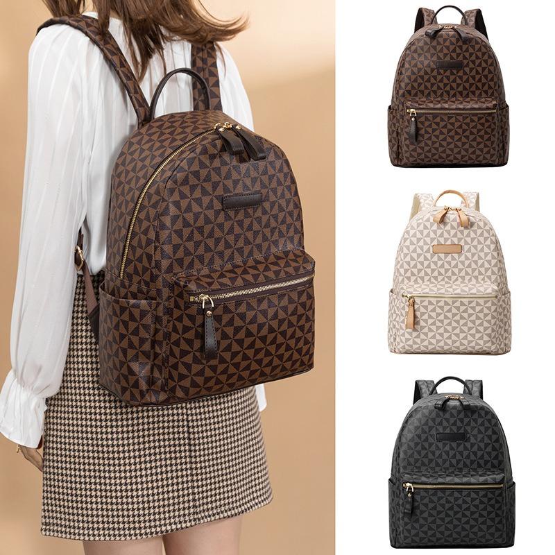 Unisex plaid backpack New casual travel bag Large capacity printed business commuter backpack
