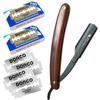 Kazakiri Holz Wooden Handle Impressive Close Shave Razor by a Professional Shaving Razor Facial Razor with 40 Replacement Blades Western Razor for Men