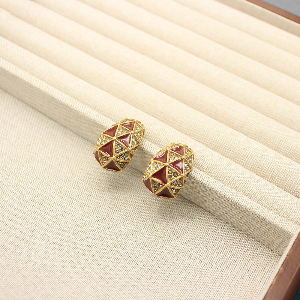 Vintage Minimalist Stone Chip Necklace & Triangle Earrings Set