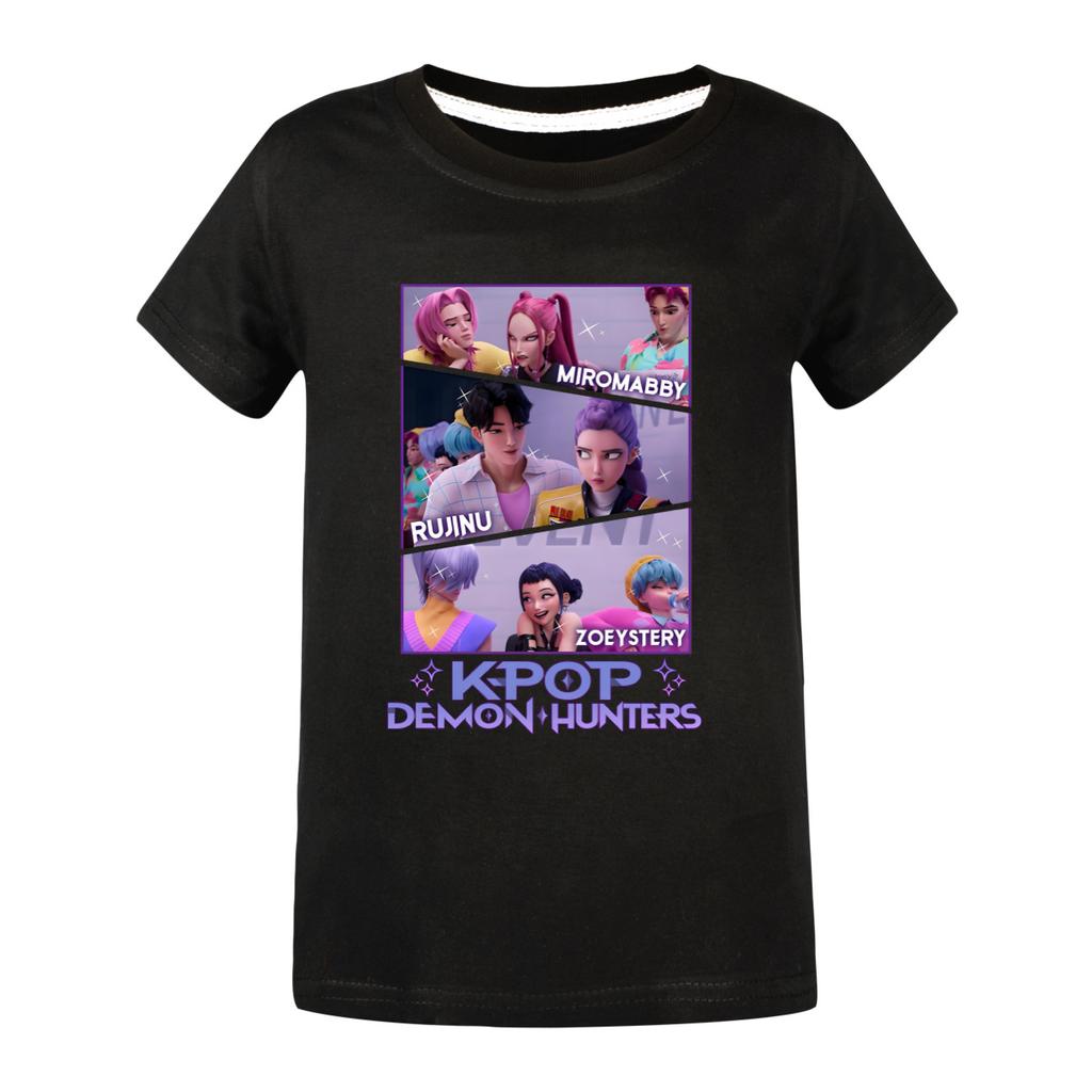 Movie Huntrix Kpop Demon Hunters T-Shirt Boys Girls Summer Crew Neck Short Sleeve Tees Fashion Kids T-shirt