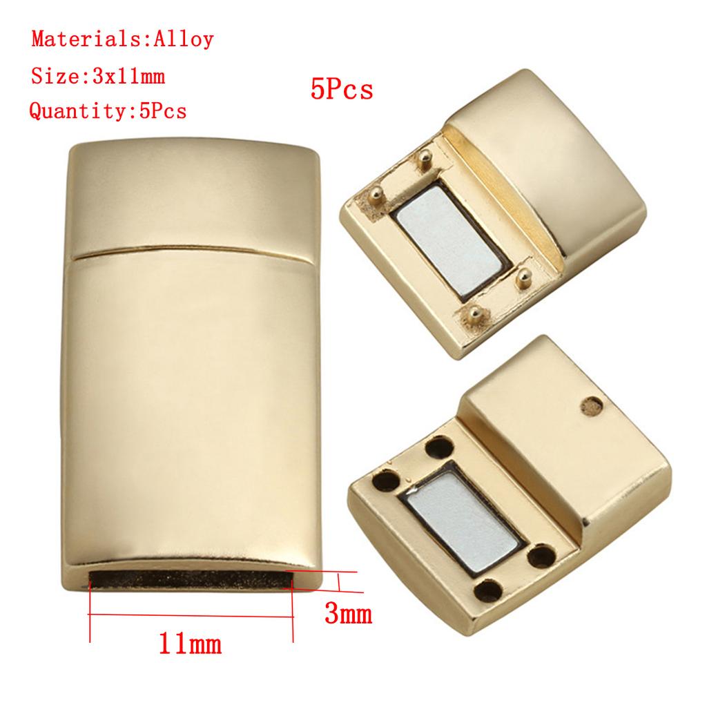 Jewelry Findings Leather Bracelet Clasp DIY Magnet Hook Rhodium Magnetic Clasp Flat Hole 15*3mm
