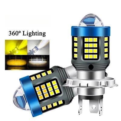 H4 H6 BA20D LED žárovka pro motocykl LED čočka 'rybí oko' Dvoubarevná bílá žlutá CSP čip Světlomet pro motorku Mlhovka pro skútr
